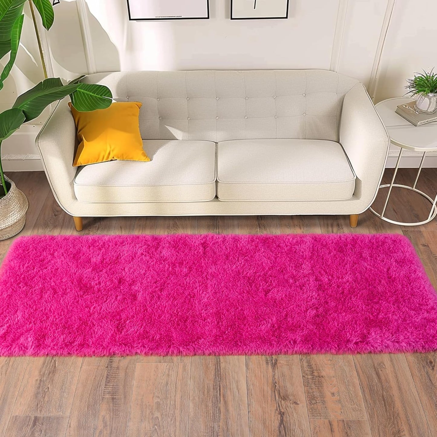 Alfombra Peludita Pasillera 50x200cm Decorativa Rosada