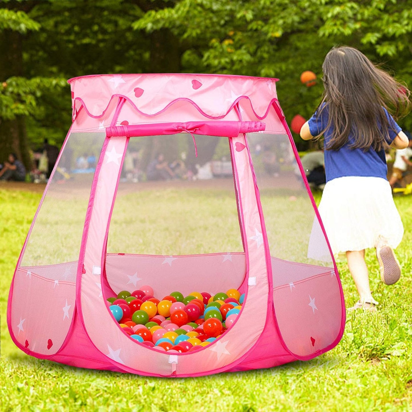 Carpa Hexagonal Plegable Portátil Niña Rosada 114x92cm