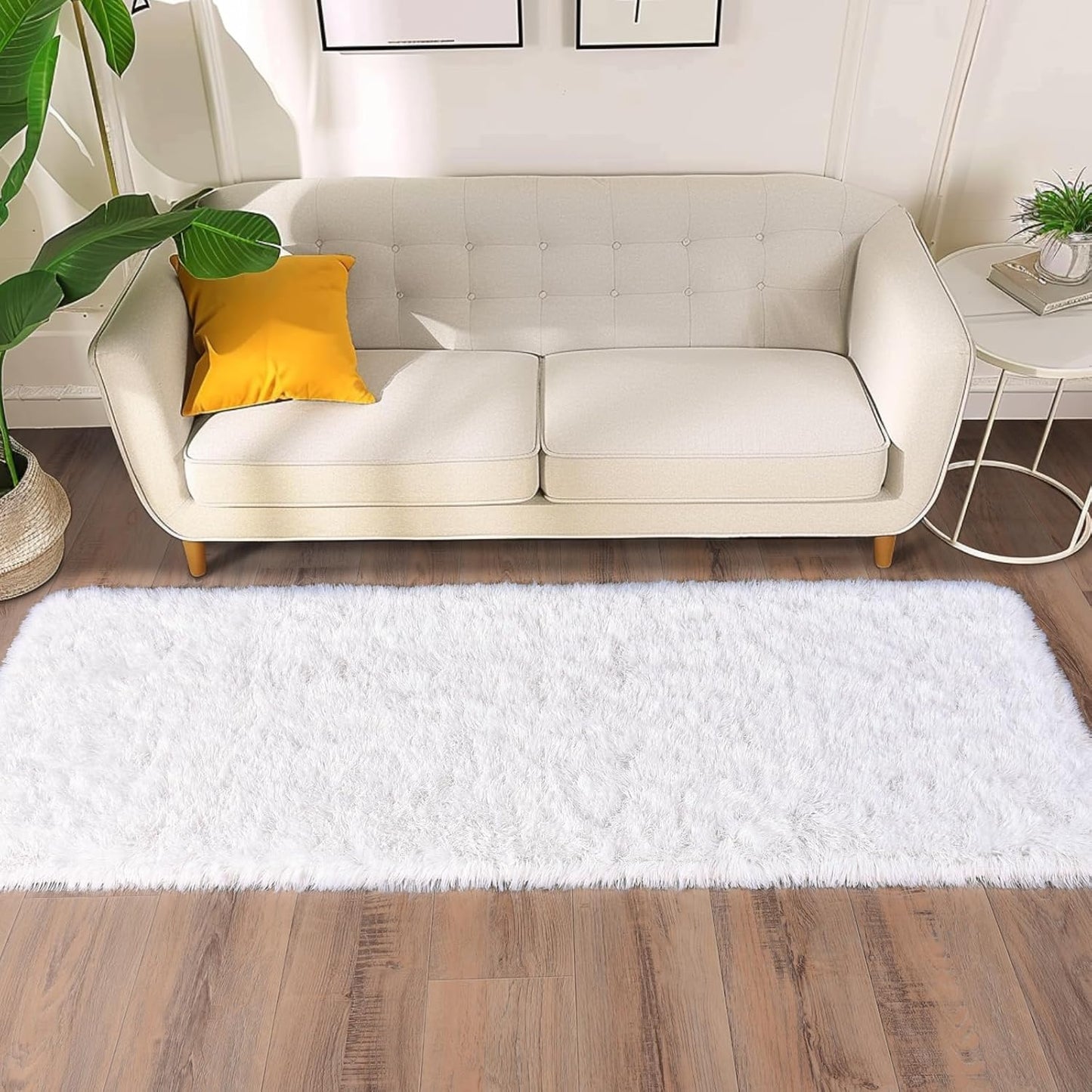 Alfombra Peludita Pasillera 50x200cm Decorativa Blanca