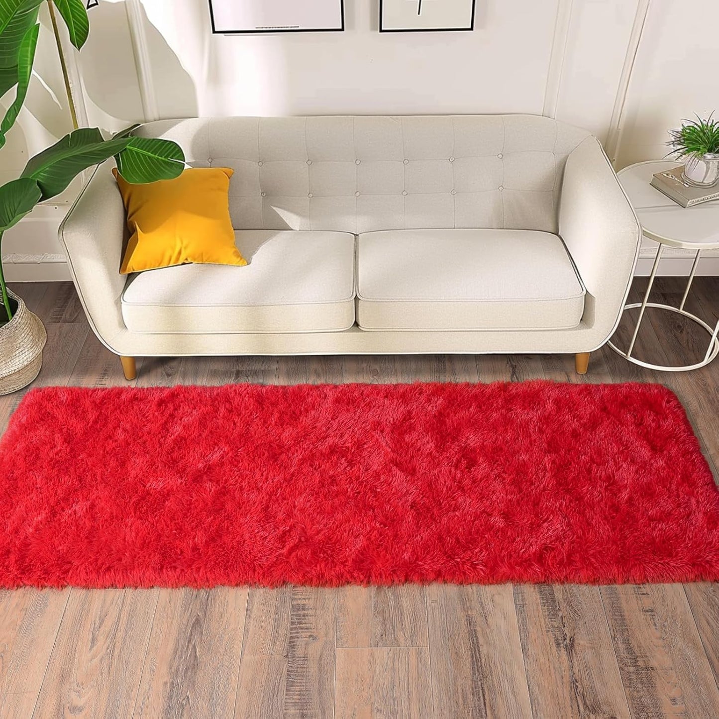 Alfombra Peludita Pasillera 50x200cm Decorativa Roja