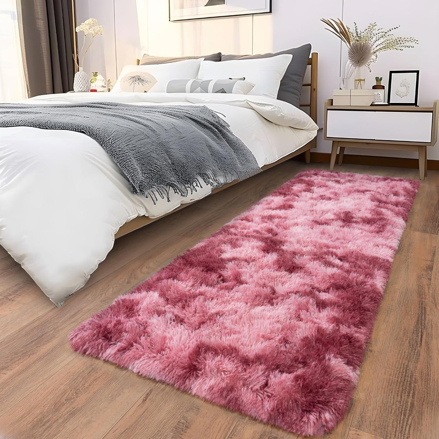 Alfombra Peludita Pasillera 50x200cm Decorativa Burdeo