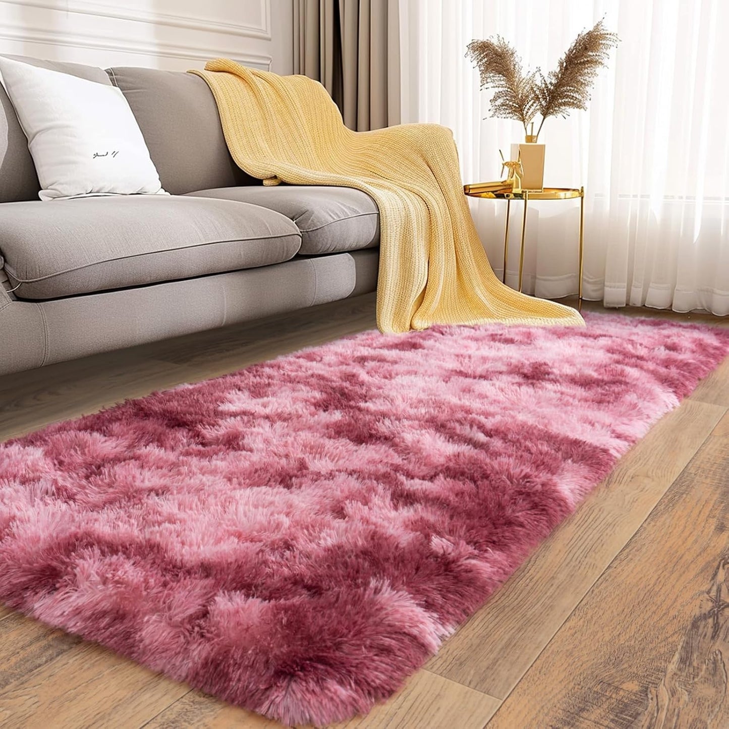 Alfombra Peludita Pasillera 50x200cm Decorativa Burdeo