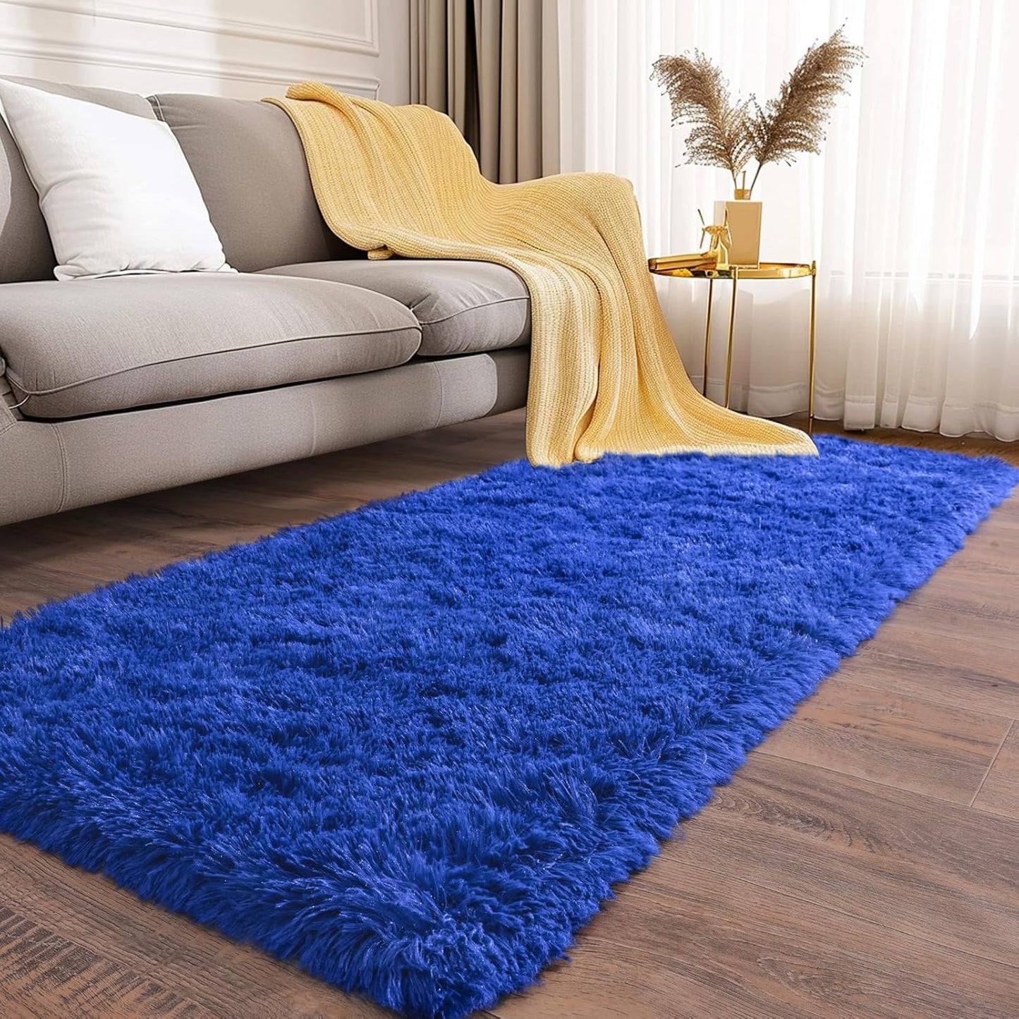 Alfombra Peludita Pasillera 50x200cm Decorativa Azul