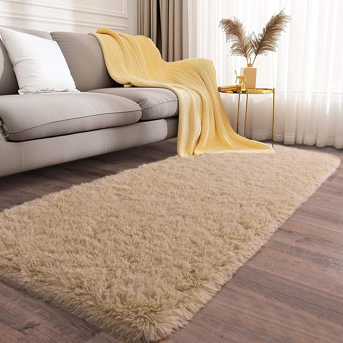 Alfombra Peludita Pasillera 50x200cm Decorativa Crema