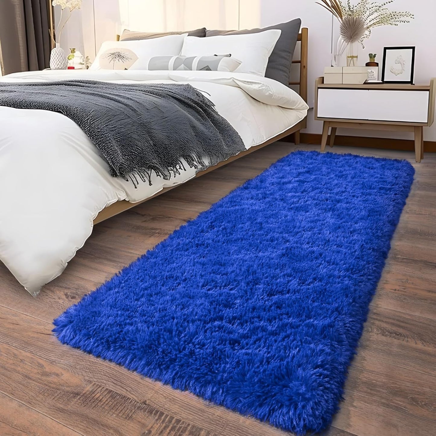 Alfombra Peludita Pasillera 50x200cm Decorativa Azul