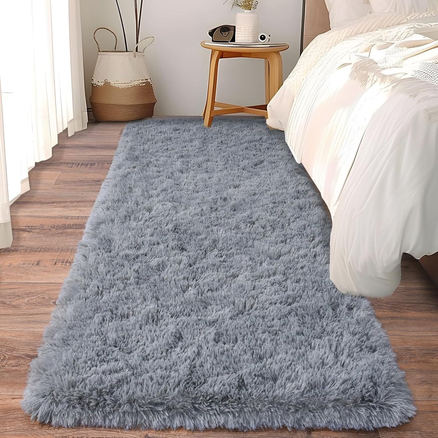 Alfombra Peludita Pasillera 50x200cm Decorativa Gris Clara