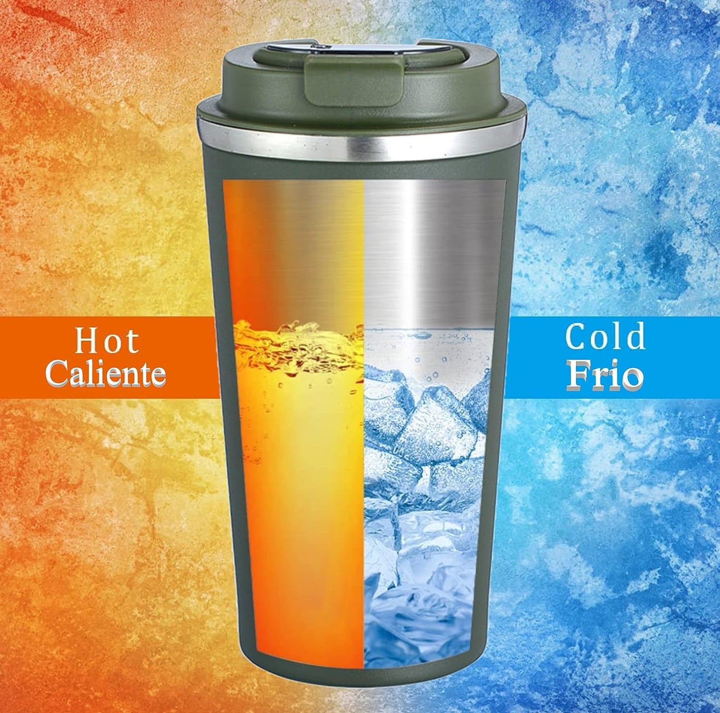 Vaso Térmico Digital 380ml Acero Inox. Verde