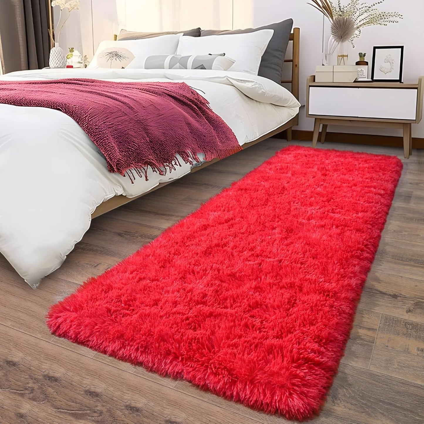 Alfombra Peludita Pasillera 50x200cm Decorativa Roja
