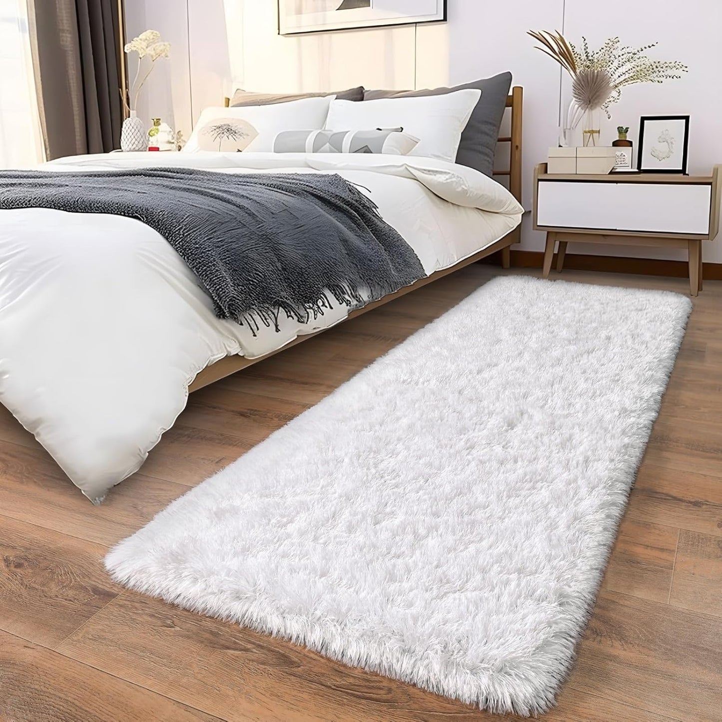 Alfombra Peludita Pasillera 50x200cm Decorativa Blanca