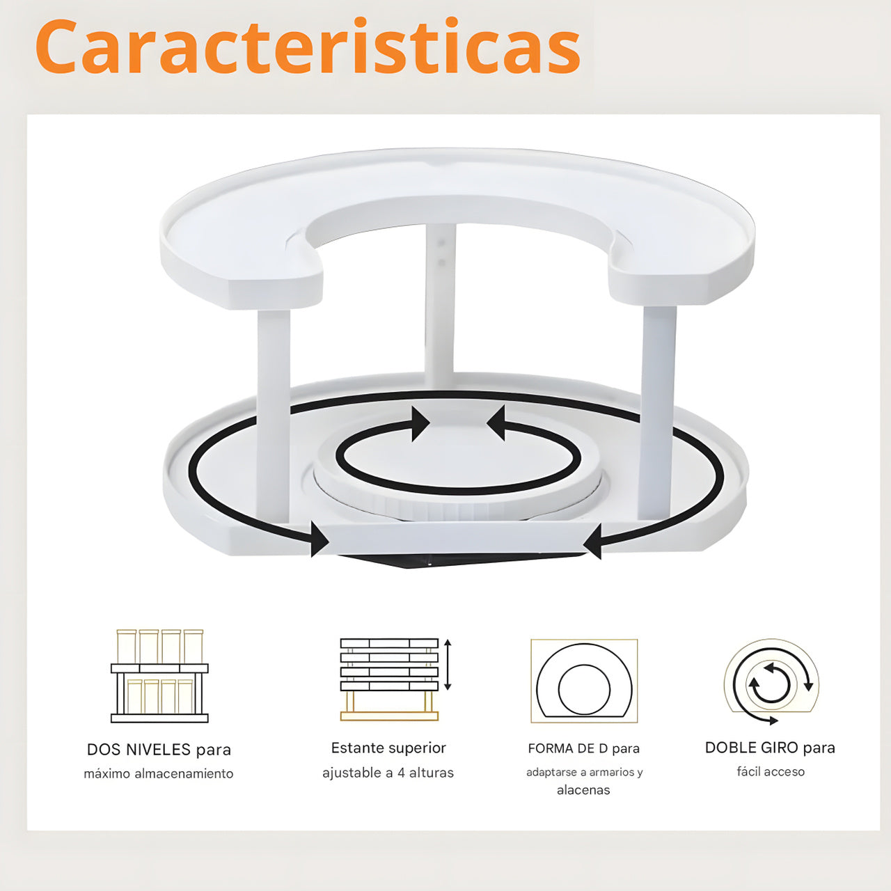 Organizador Giratorio 360° 2 Niveles Multiuso