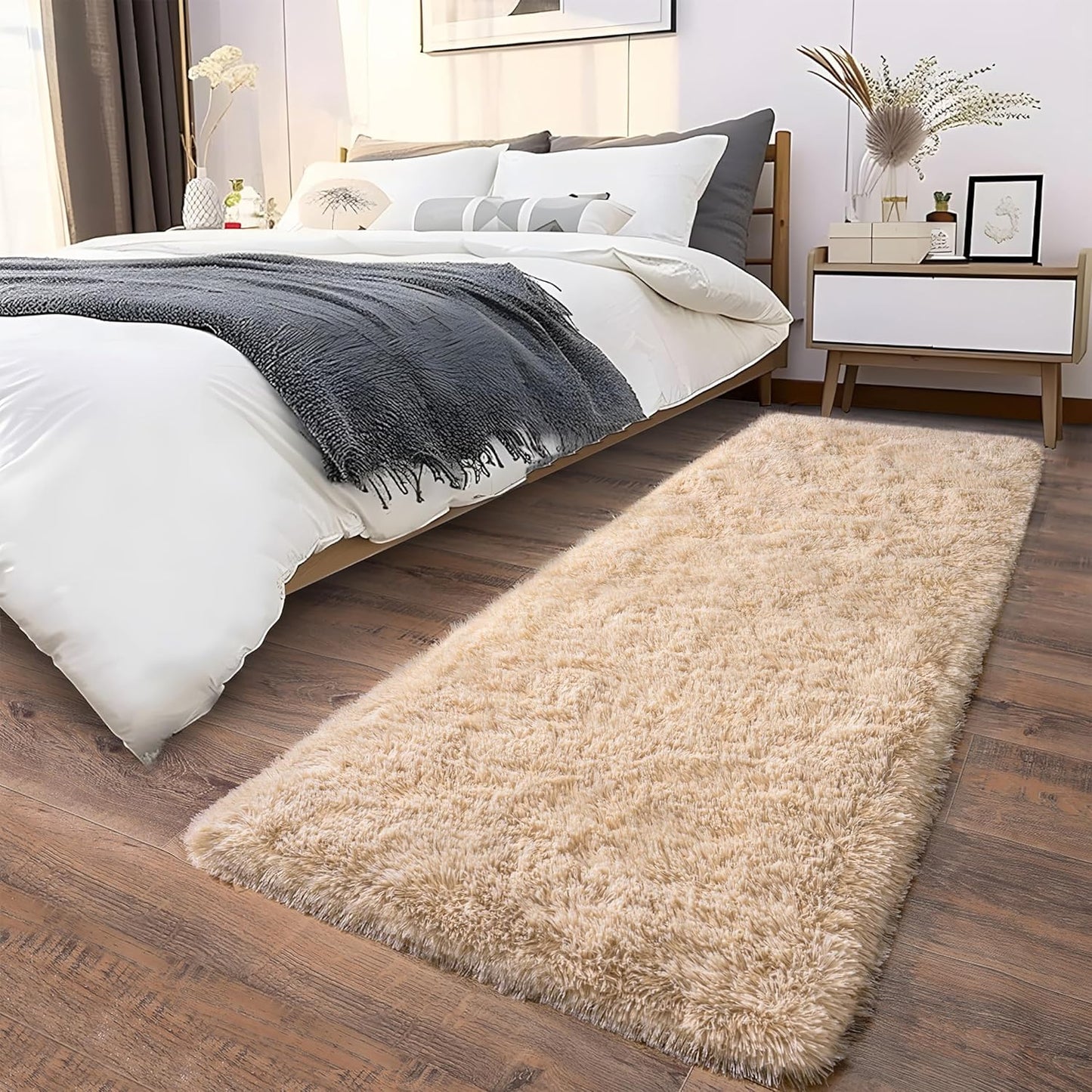 Alfombra Peludita Pasillera 50x200cm Decorativa Crema