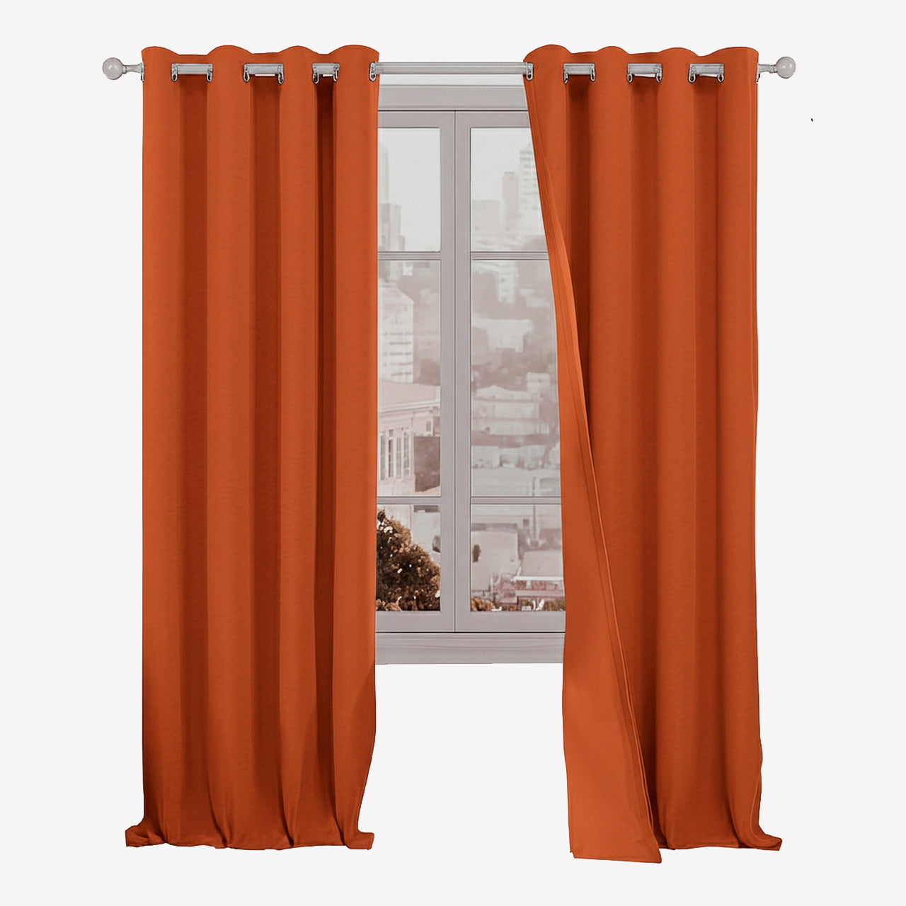 Cortina BlackOut 100% Térmica 2 Paños Engomada Naranja