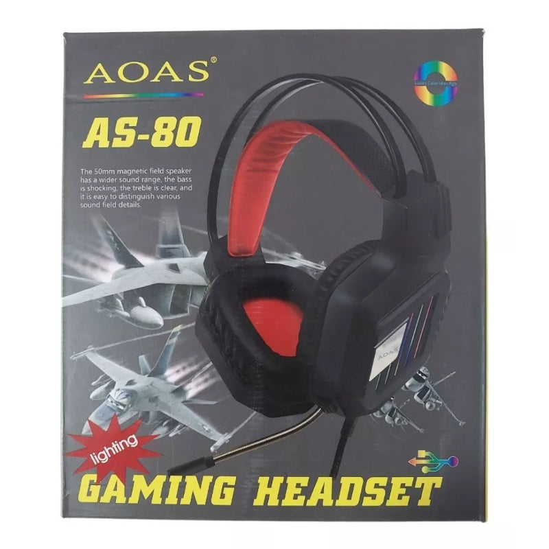 Audífonos Gamer Luz Led 3.5mm Xbox Playstation Pc As-80