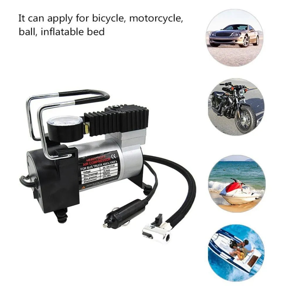Compresor Inflador Aire Metalico Neumaticos Vehiculo Auto Moto 12v 150 PSI Multifuncional