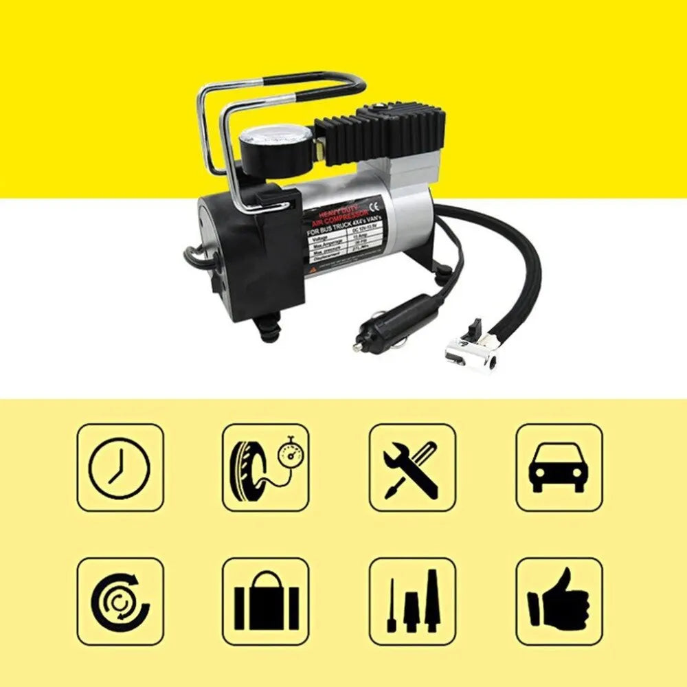 Compresor Inflador Aire Metalico Neumaticos Vehiculo Auto Moto 12v 150 PSI Multifuncional