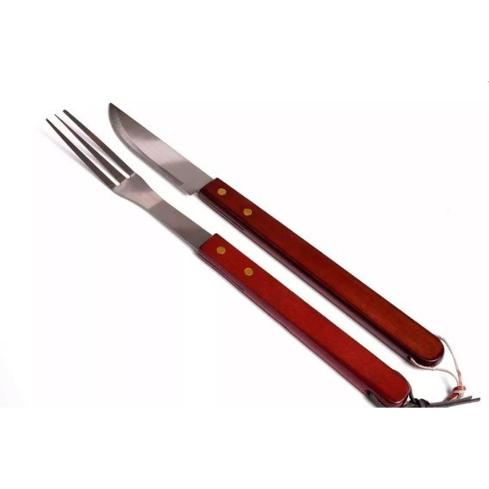 Set Cuchillo Tenedor Asado Parrillero Kit Asador