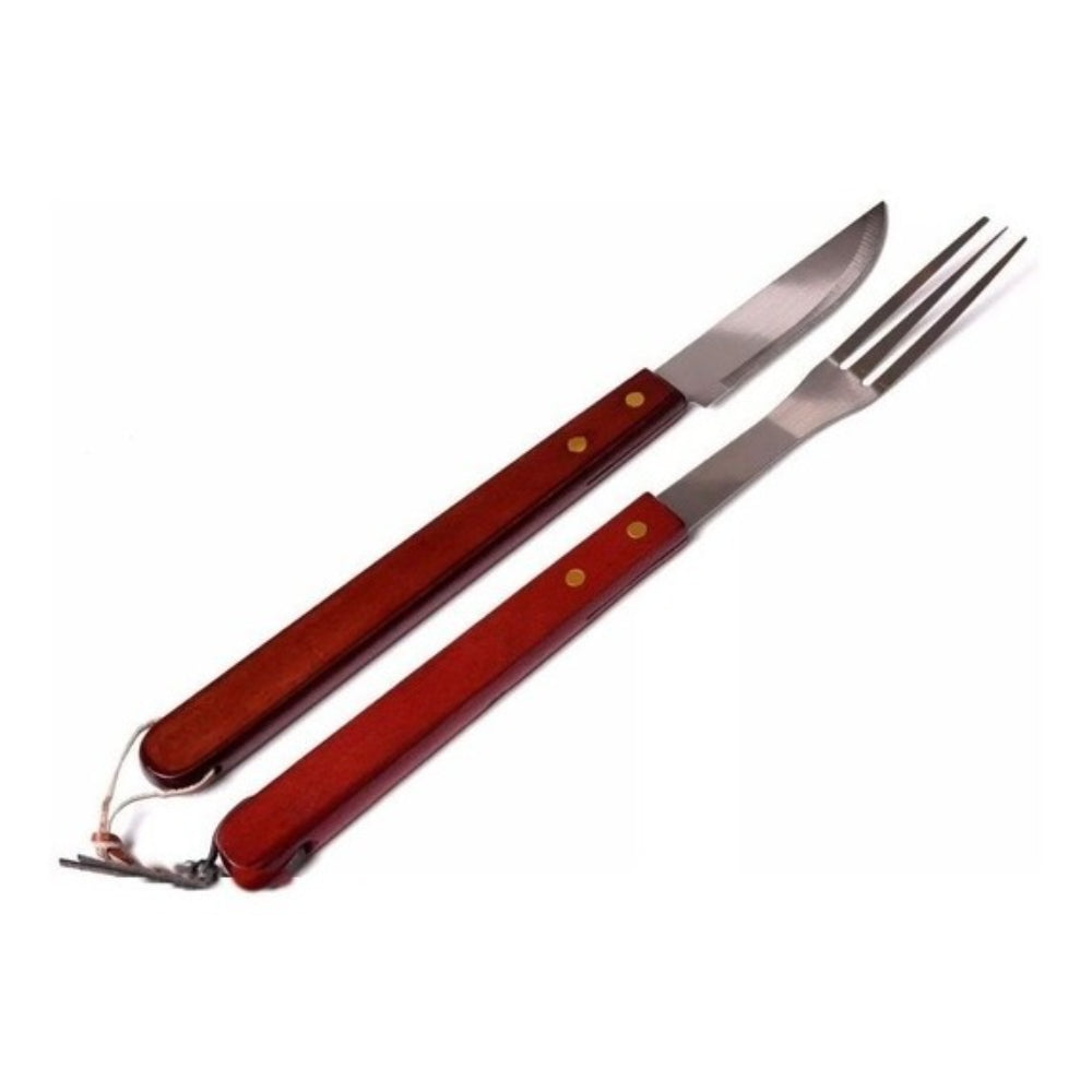 Set Cuchillo Tenedor Asado Parrillero Kit Asador