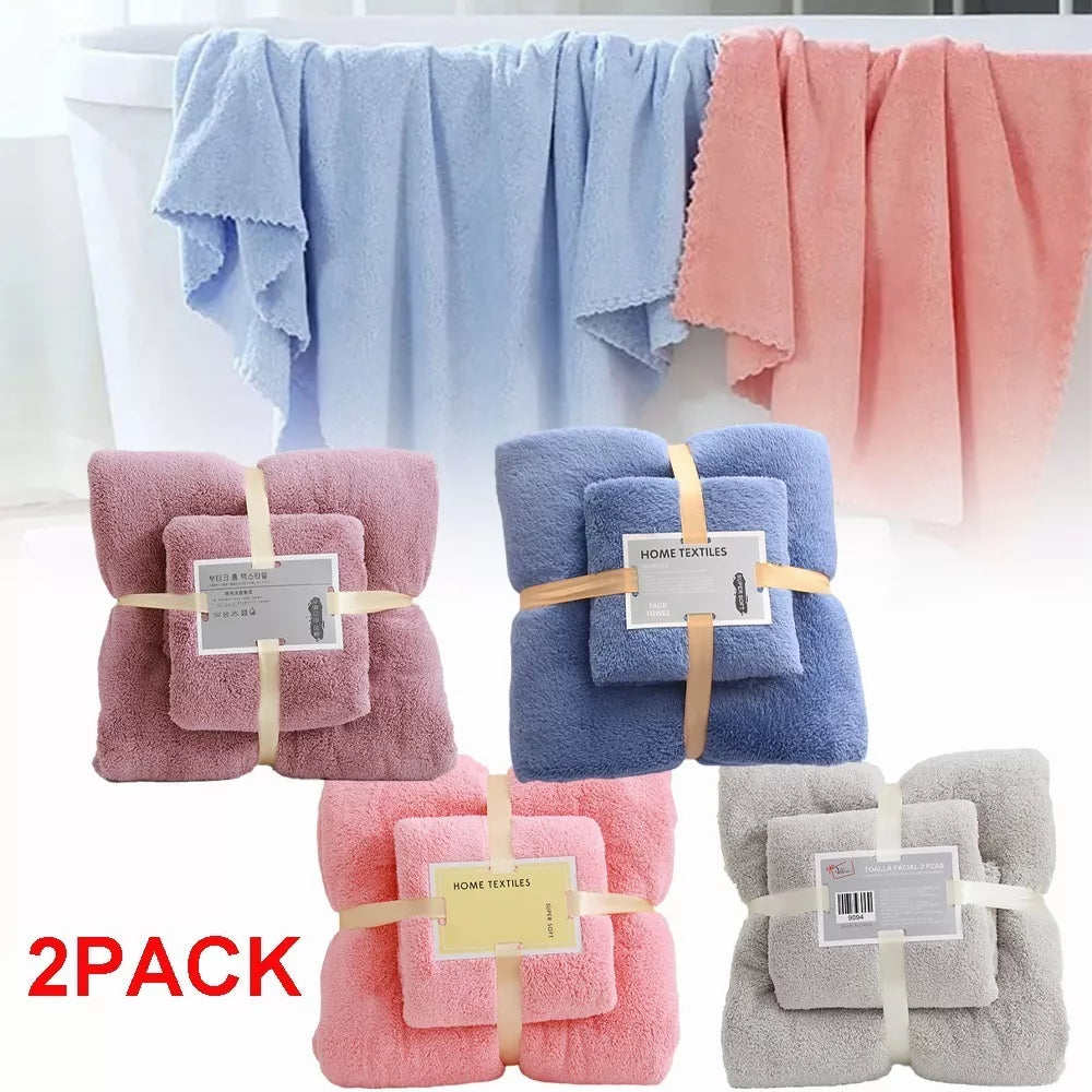 Set 2 Toallas Microfibra Baño y Mano | Ultra Absorbente