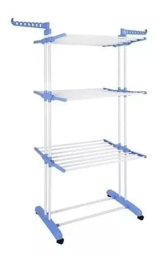 Tendedero Plegable 3 Niveles Ruedas Acero Organiza Ropa