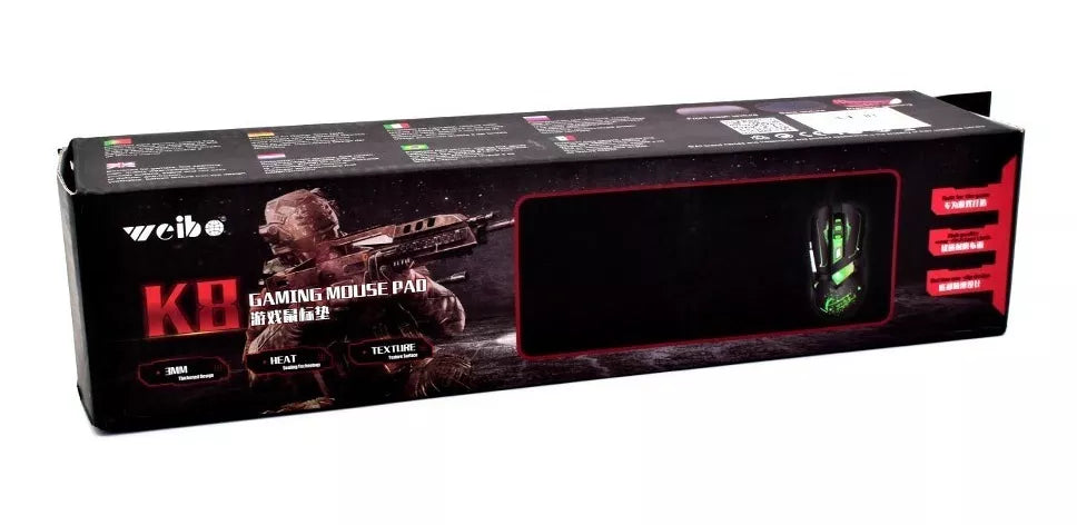 Pad Mouse Gamer K8 70x30cm Negro Borde Rojo