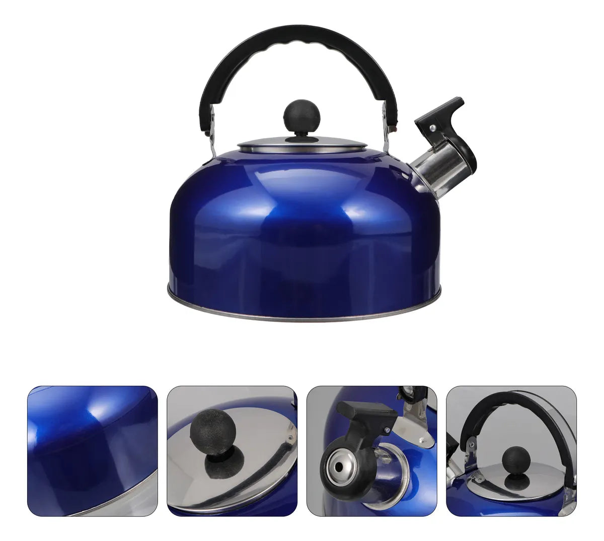 Tetera Acero Inox 1.8L Silbato Abre Fácil Cocina Azul