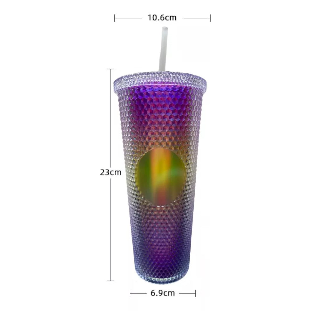 Vaso Tipo Starbucks Brillante Glitter 710ml. Bombilla
