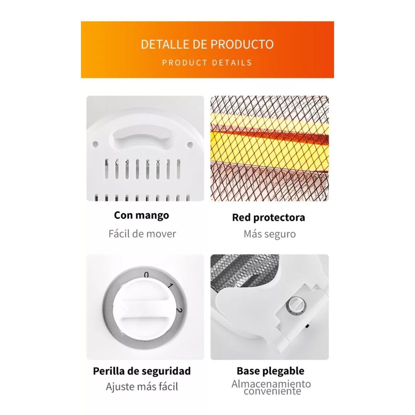 Calefactor Portátil Eléctrico 800W Estufa Compacta Hogar