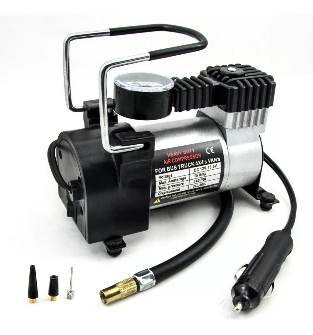 Compresor Inflador Aire Metalico Neumaticos Vehiculo Auto Moto 12v 150 PSI Multifuncional