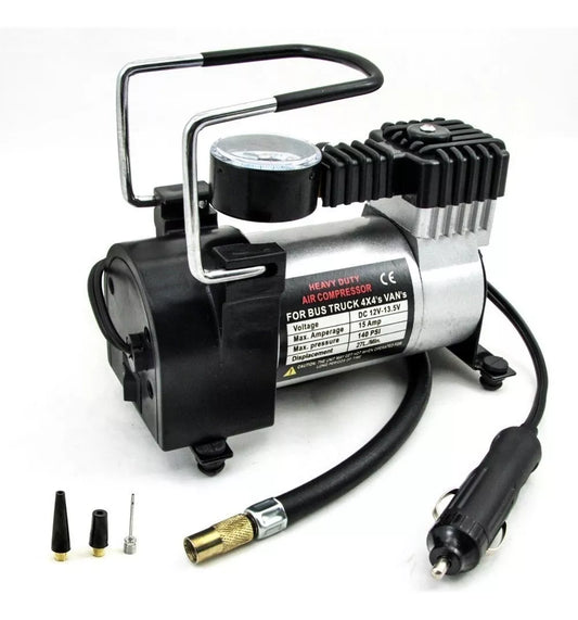 Compresor Inflador Aire Metálico 150 PSI 12V Auto Moto