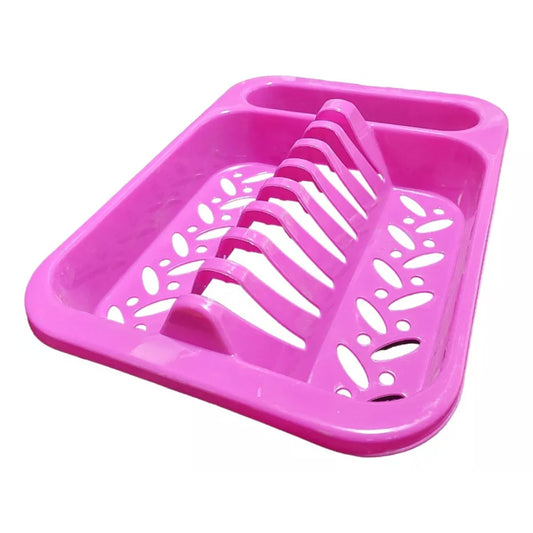Seca Platos Plástico 1 Nivel Cocina Escurridor Rosado