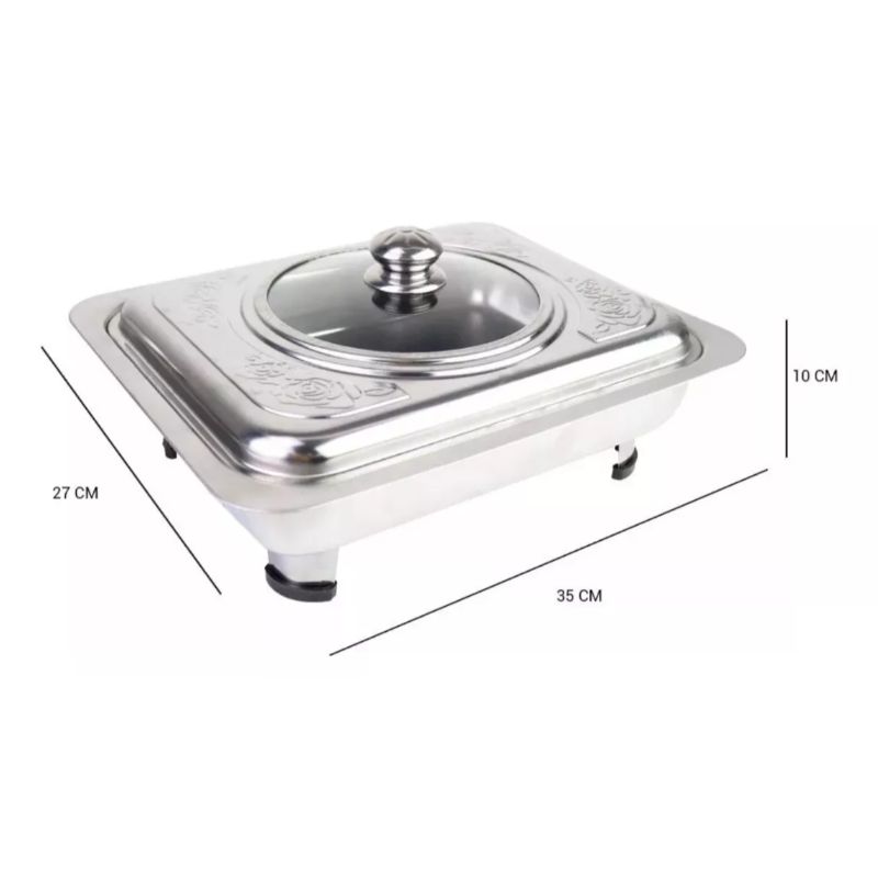 Bandeja Budinera Acero Inox con Tapa Horno Cocina