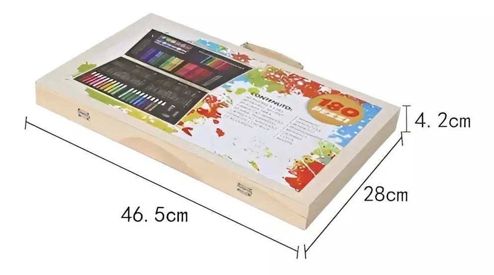 Maleta Set Arte 180 Pzas: Lápices Pintura Madera