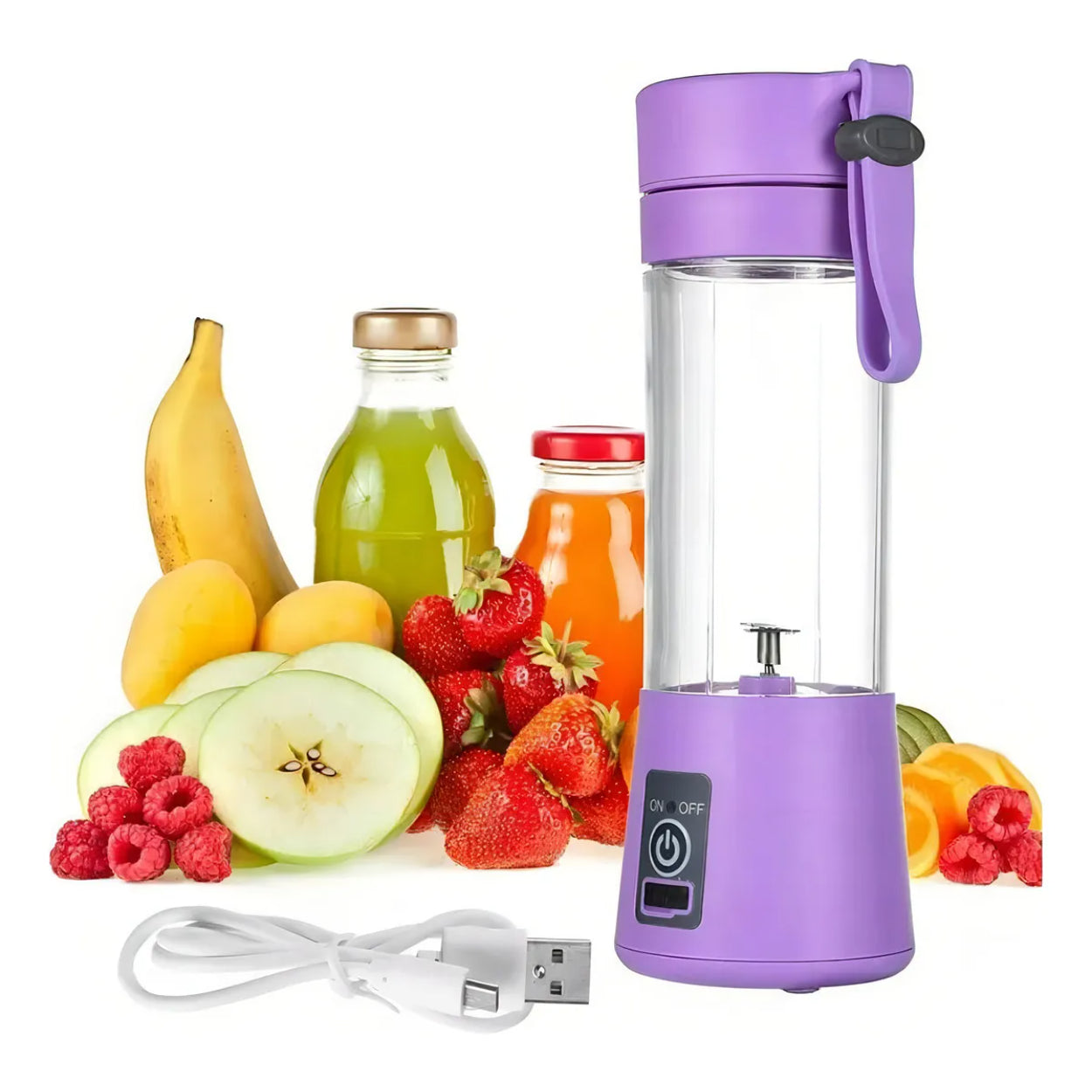 Juguera Licuadora 380ml Portátil USB Recargable Morado