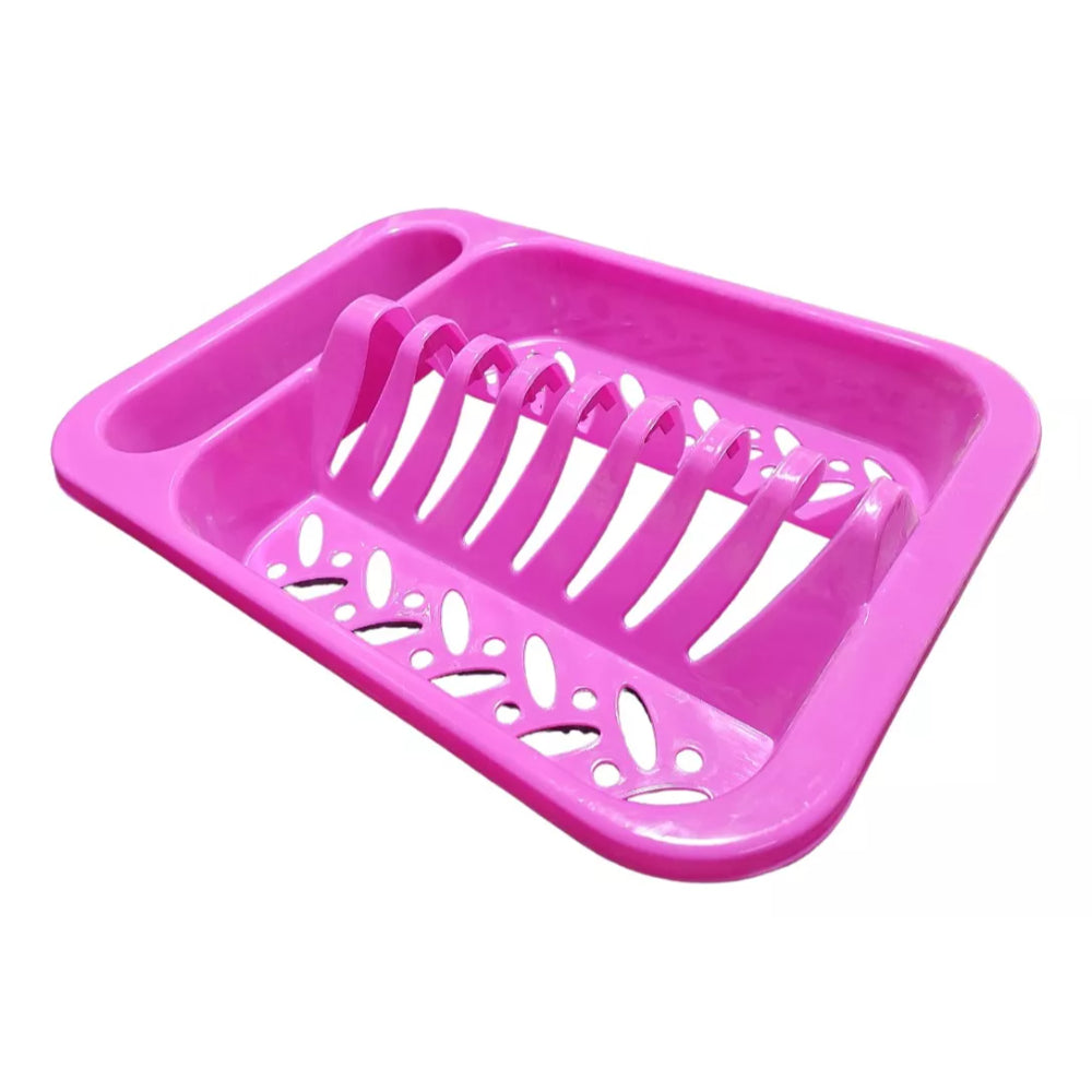Seca Platos Plástico 1 Nivel Cocina Escurridor Rosado