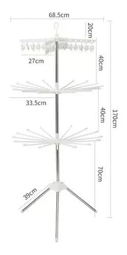 Tendedero Giratorio 3 Niveles 360° Regulable Plegable