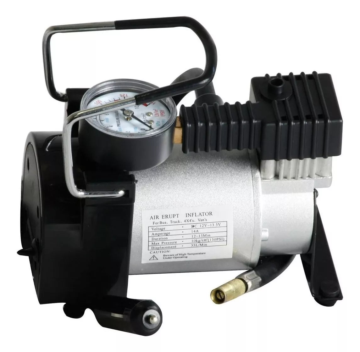 Compresor Inflador Aire Metalico Neumaticos Vehiculo Auto Moto 12v 150 PSI Multifuncional