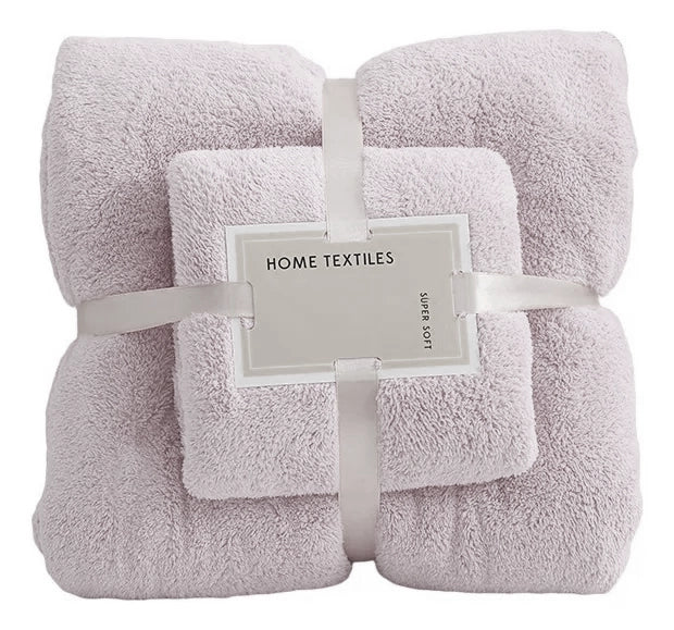 Set 2 Toallas Microfibra Baño y Mano | Ultra Absorbente