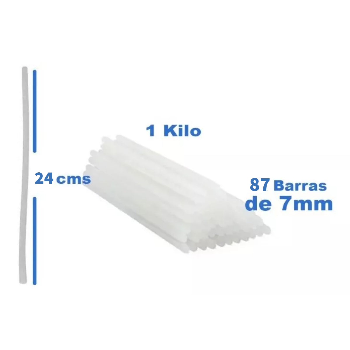 Silicona En Barra Pegamento Manualidades Decoración 7mm 1 Kilo (87 Barras)