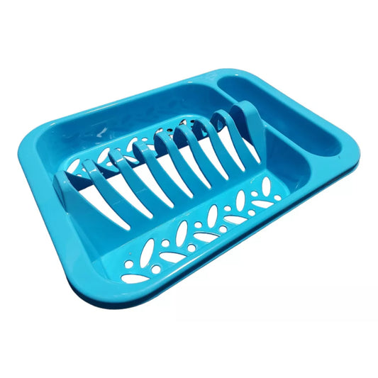 Seca Platos Plástico 1 Nivel Cocina Escurridor Celeste
