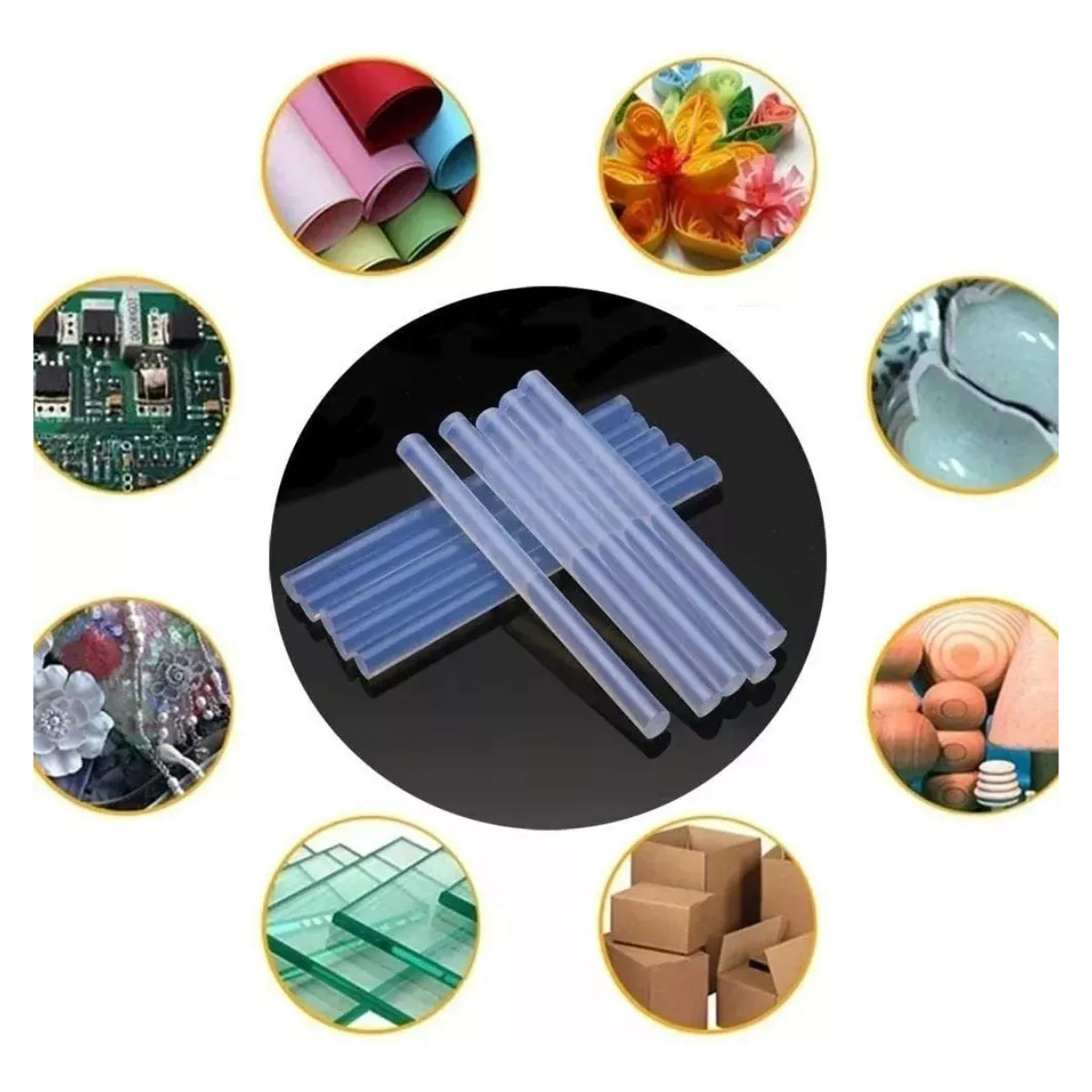 Silicona En Barra Pegamento Manualidades Decoración 7mm 1 Kilo (87 Barras)