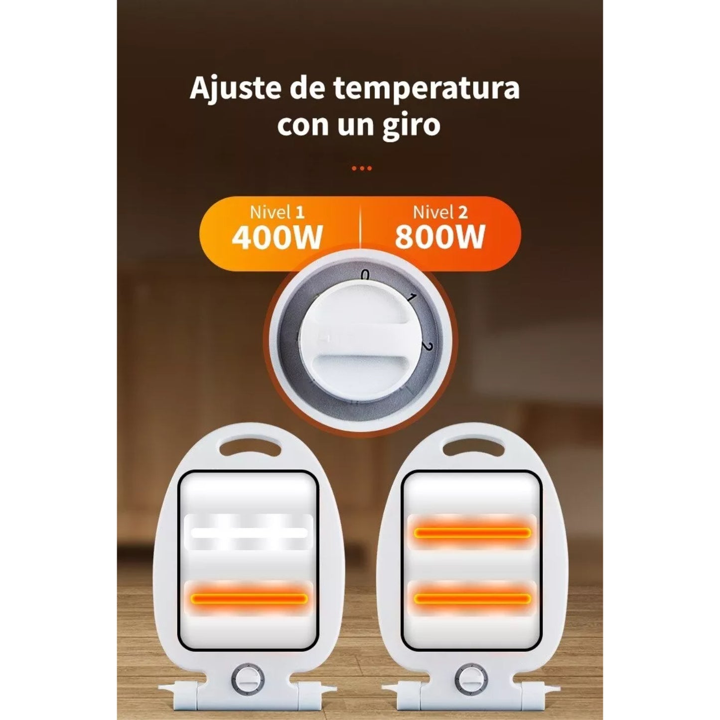 Calefactor Portátil Eléctrico 800W Estufa Compacta Hogar