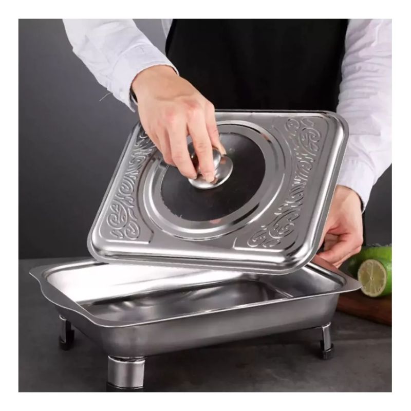 Bandeja Budinera Acero Inox con Tapa Horno Cocina