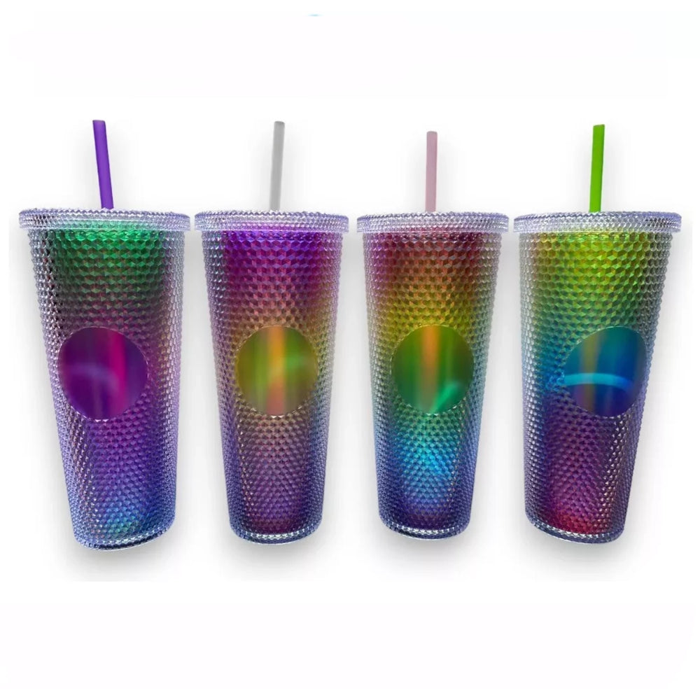 Vaso Tipo Starbucks Brillante Glitter 710ml. Bombilla