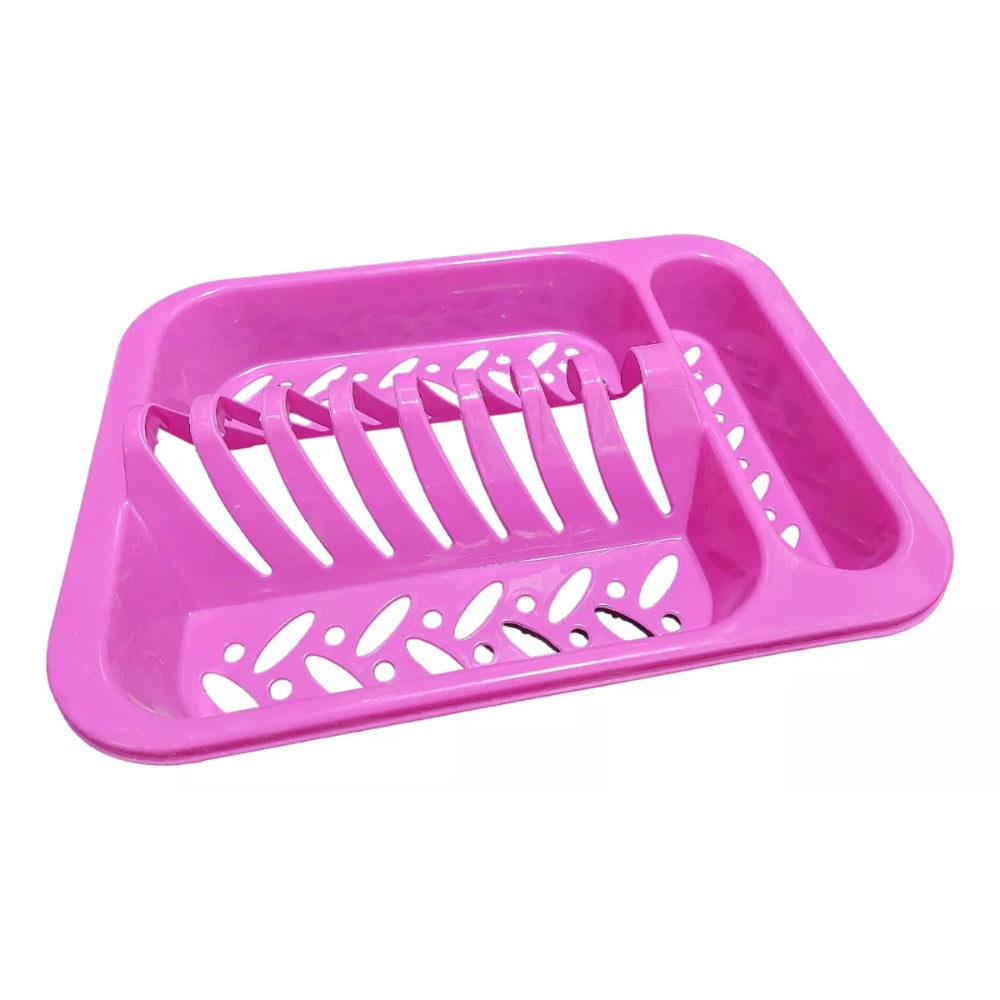Seca Platos Plástico 1 Nivel Cocina Escurridor Rosado