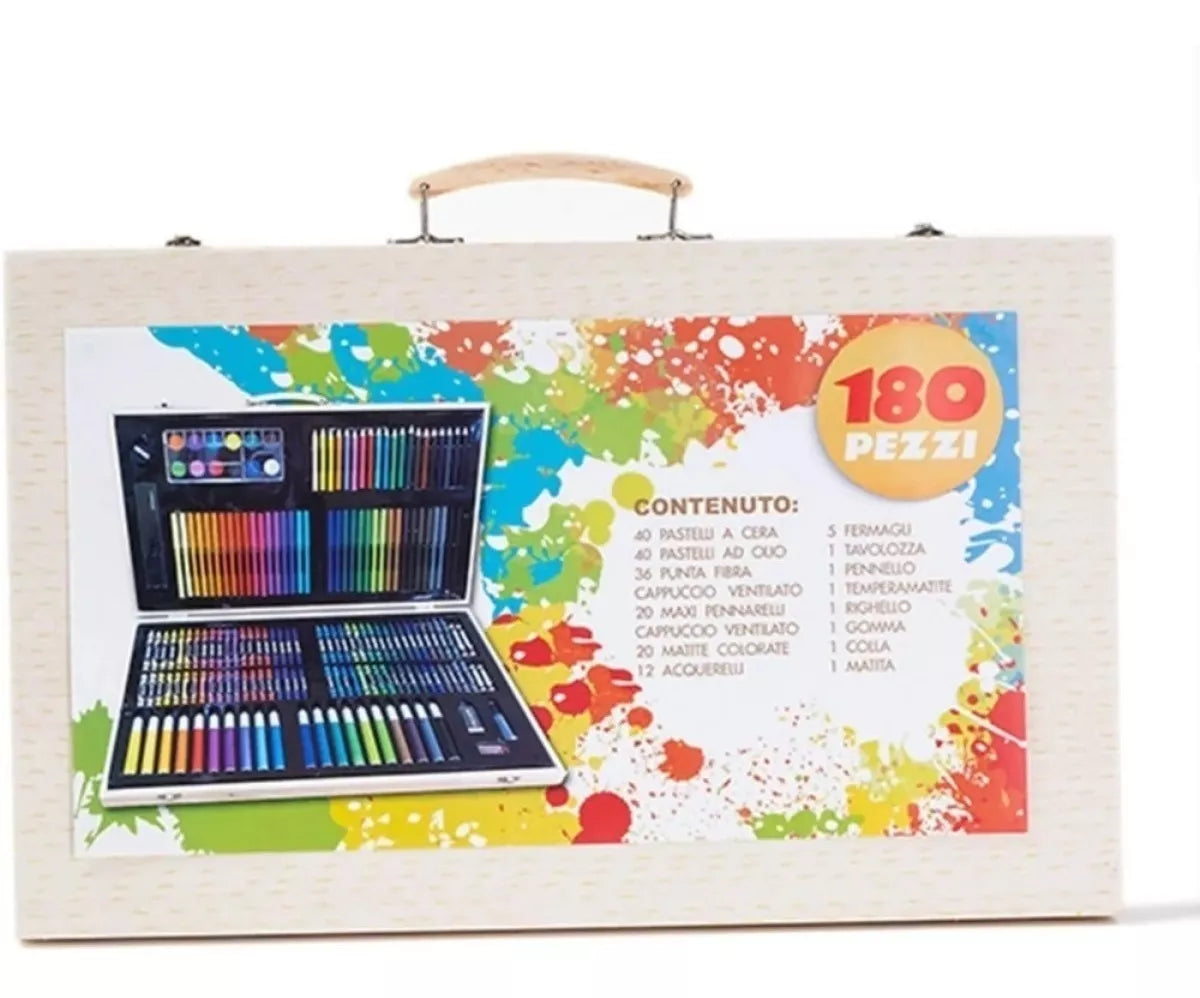 Maleta Set Arte 180 Pzas: Lápices Pintura Madera