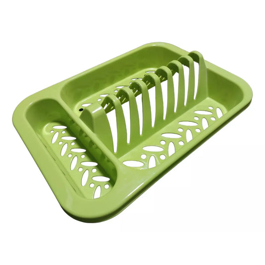 Seca Platos Plástico 1 Nivel Cocina Escurridor Verde
