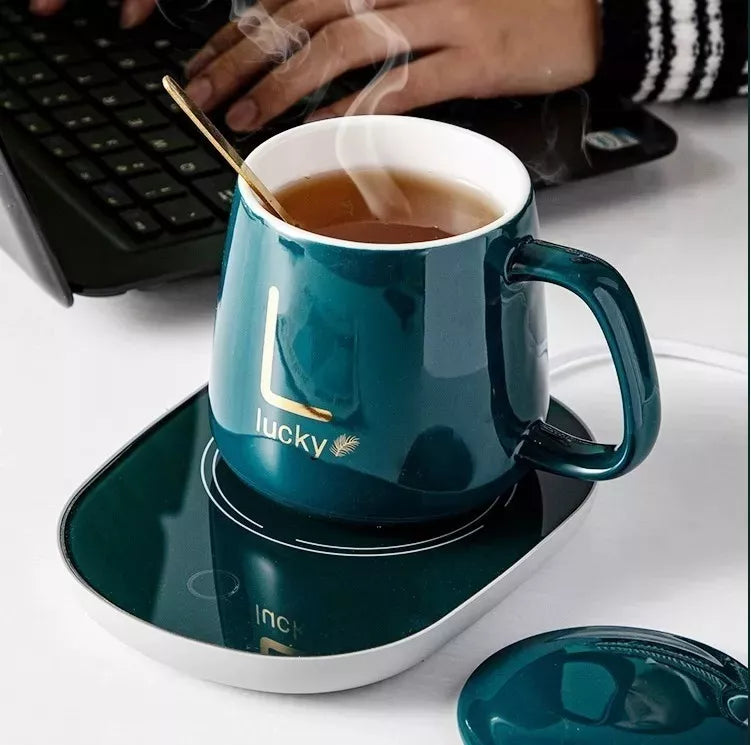 Taza C/ Calentador Eléctrico + Cuchara y Caja Verde