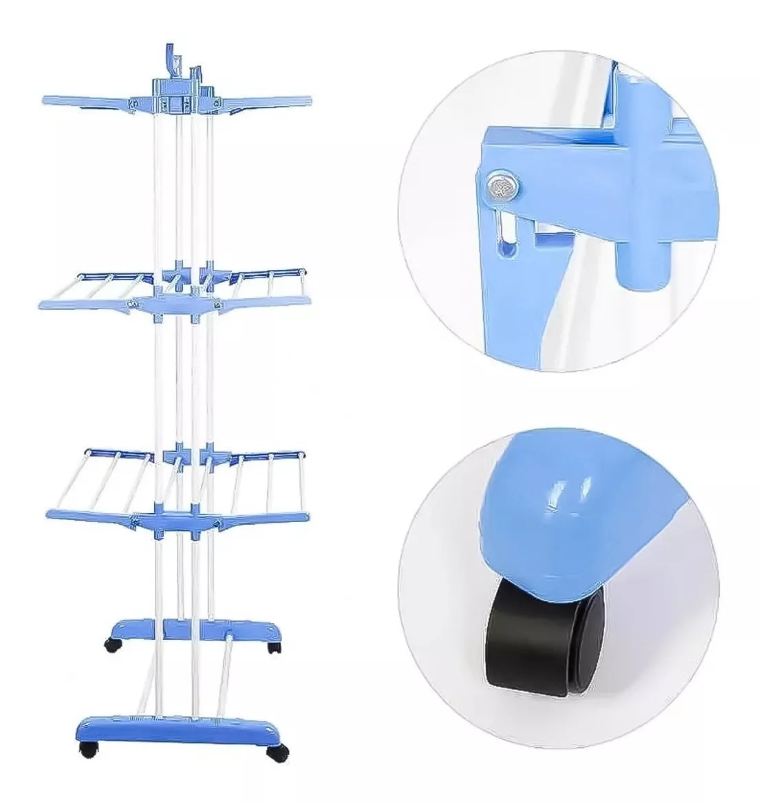 Tendedero Plegable 3 Niveles Ruedas Acero Organiza Ropa
