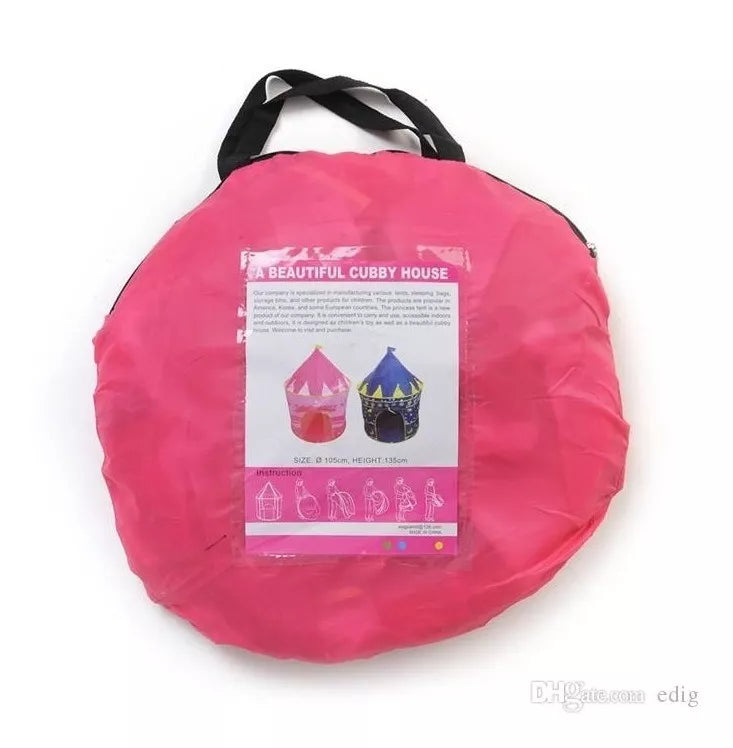 Carpa Castillo Plegable Portátil Niña Rosada 135x105cm