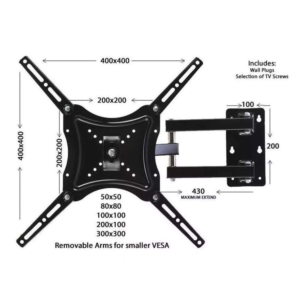 Soporte Tv Expandible Movil Articulado 14 -55 pulgadas 50 kg Home Design
